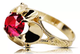 14 Karat Gelbgold Rubinrot Ring Vintage Stil vrc377y